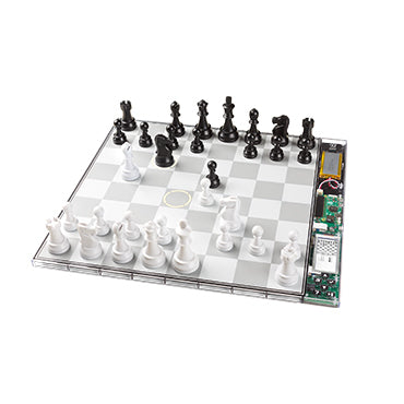 DGT Centaur Crystal Edition chess computer with pieces on the board